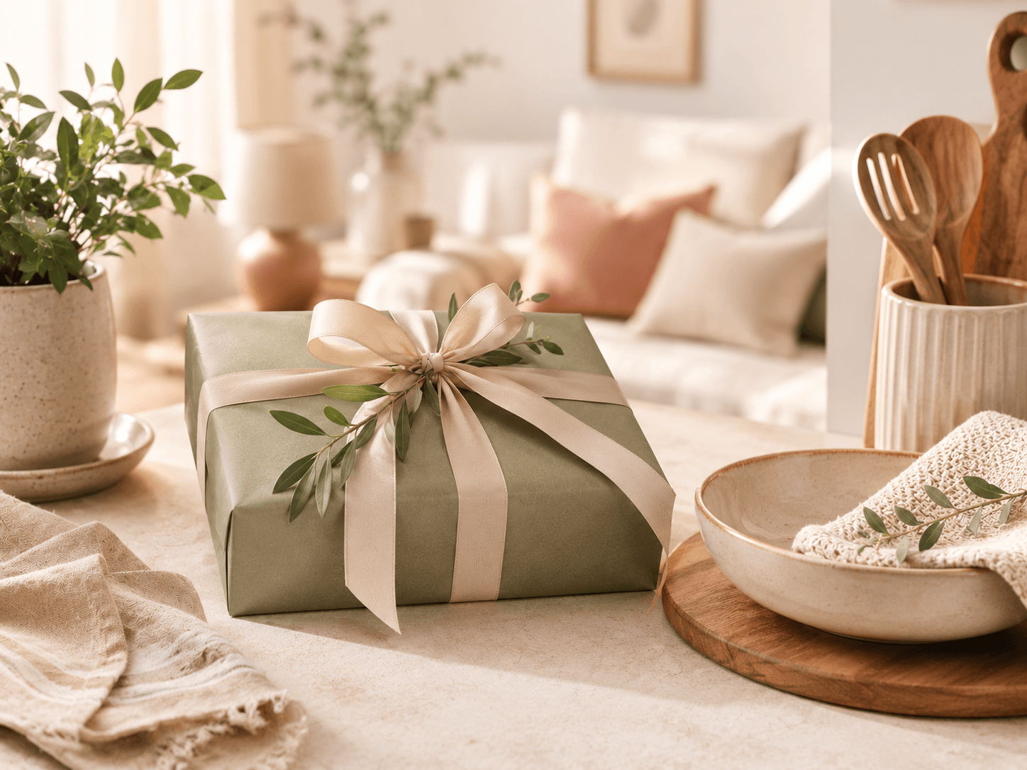 A warm home scene with a welcoming gift