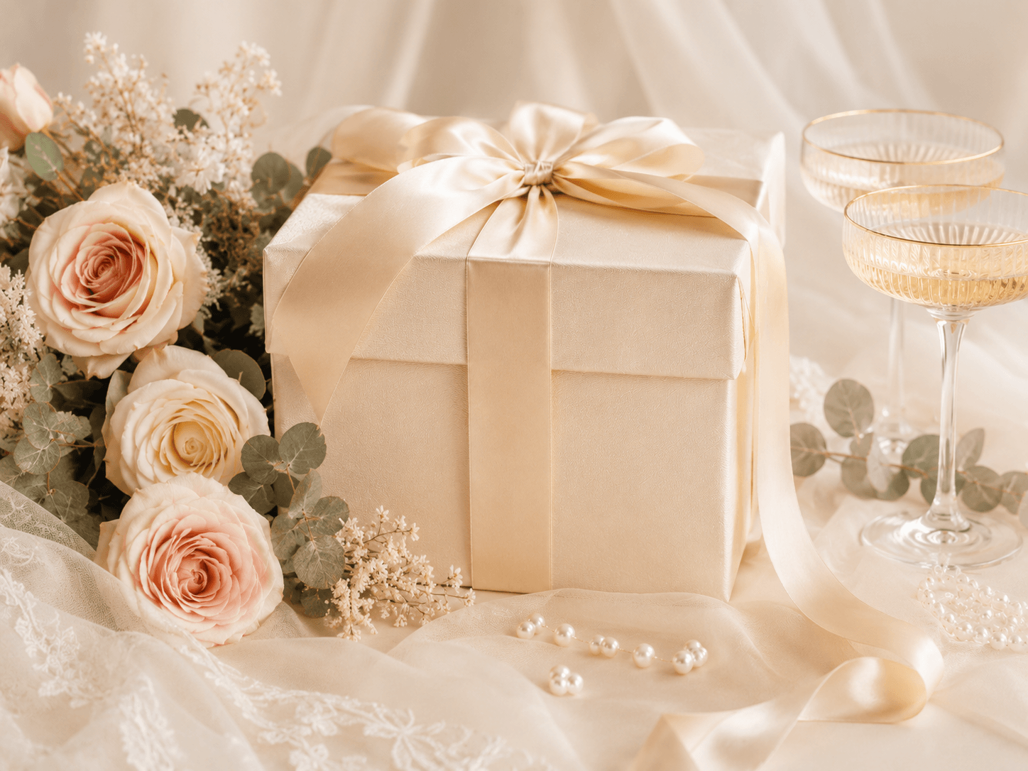 An elegant wedding gift beautifully presented